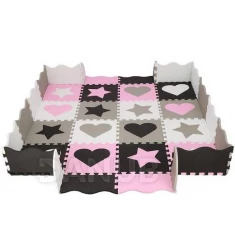 Habszivacs puzzle formák - 150x150cm - szürke, rózsaszín, fekete