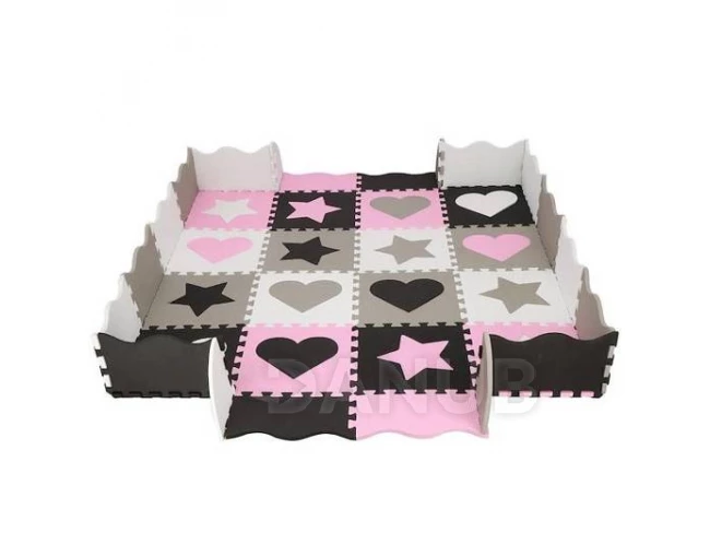 Habszivacs puzzle formák - 150x150cm - szürke, rózsaszín, fekete