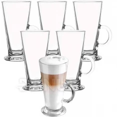 Latte- és desszertpoharak fogantyúval - 280 ml - 6 darabos készlet