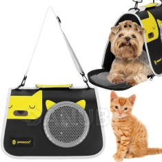 Állathordozó 10 kg-ig - S/M méret - 24 x 40 x 24 cm - fekete, sárga és szürke
