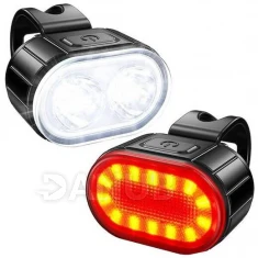 Led világítás szett kerékpárra - elülső és hátsó - USB-n keresztül újratölthető