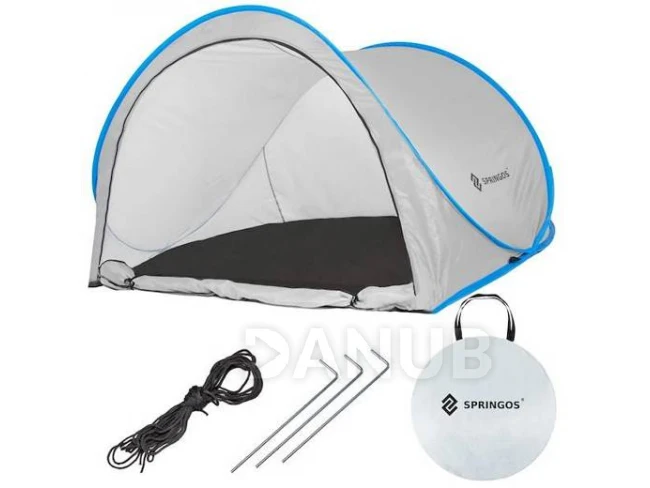 Összecsukható strand Pop-up sátor 200x120 cm - szürkéskék