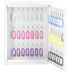 Szekrény 42 kulcshoz + kulcstartók - fém - fehér