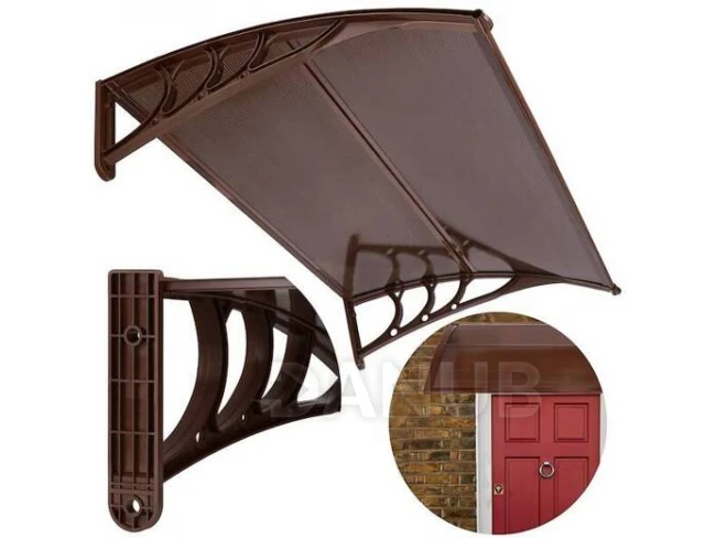 Bejárati ajtó előtető - 120x80 barna - barna/átlátszó