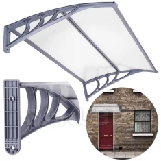 Bejárati ajtó előtető - 120x80 barna - szürke/átlátszó