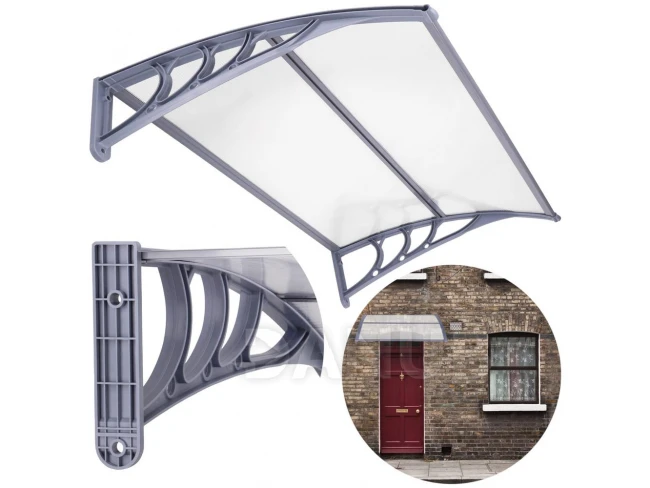 Bejárati ajtó előtető - 120x80 barna - szürke/átlátszó