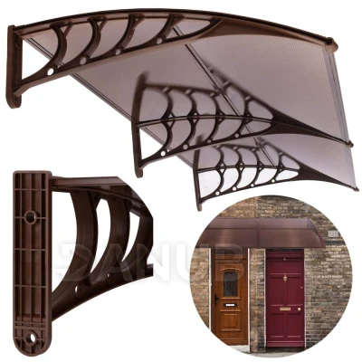 Bejárati ajtó előtető - 200x100 cm - barna/átlátszó