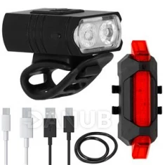 USB kerékpárlámpa + USB hátsó kerékpárlámpa