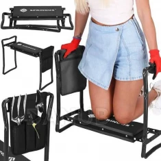 Állítható kerti szék szerszámosládával - fekete