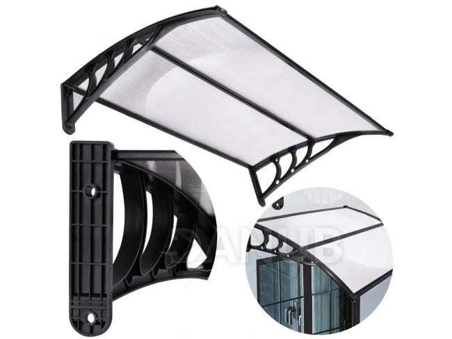 Bejárati ajtó előtető - 80x120 cm - fekete/átlátszó