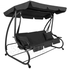 Linda kerti hinta tetővel és szúnyoghálóval - 3 üléses - sötétszürke