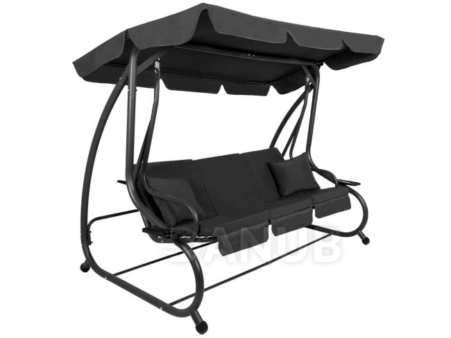 Linda kerti hinta tetővel és szúnyoghálóval - 3 üléses - sötétszürke