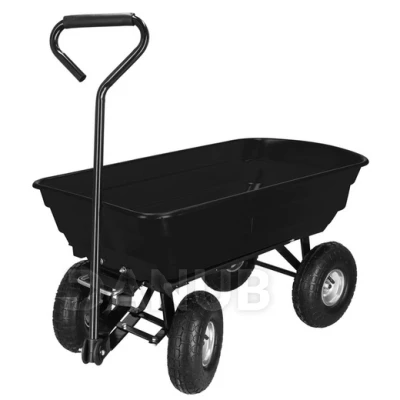 Fém kerti kocsi - 250 kg-ig - billenő funkcióval - fekete 