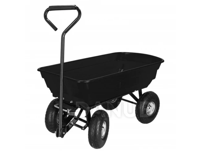 Fém kerti kocsi - 250 kg-ig - billenő funkcióval - fekete 