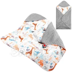 Pólyatakaró autósülésbe - 77x77cm - kétoldalas - kapucnival - szürke