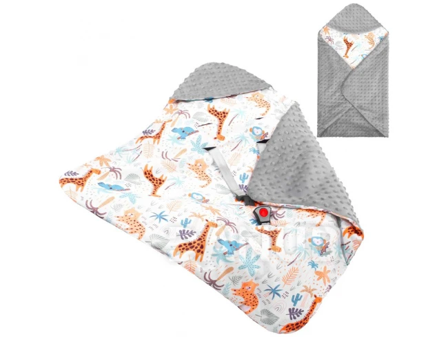 Pólyatakaró autósülésbe - 77x77cm - kétoldalas - kapucnival - szürke