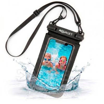 Vízálló telefon tok - 21,5 cm - átlátszó/fekete