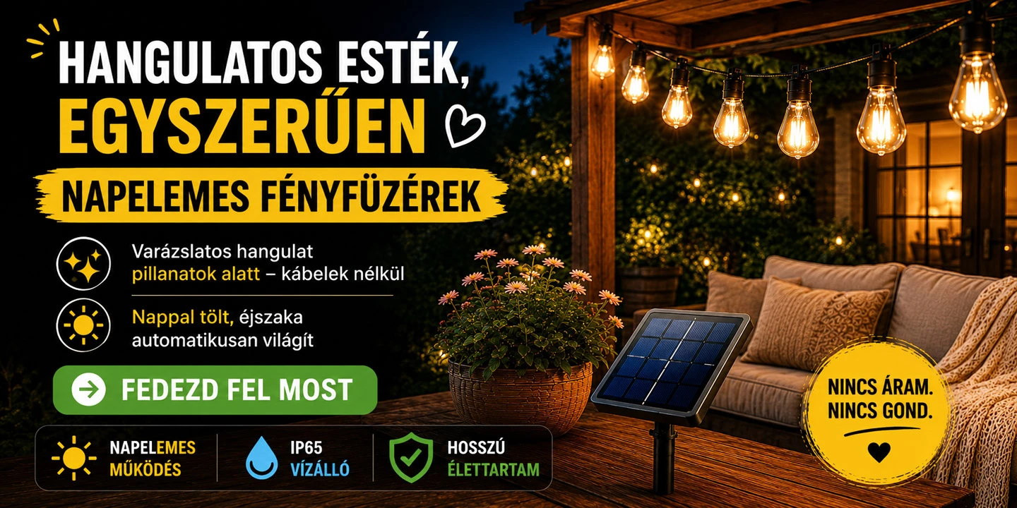 Kerti girland napelemes lámpák